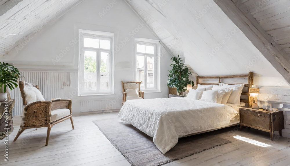White attic master bedroom interior White attic master bedroom interior
