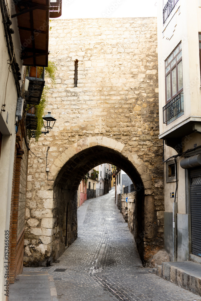 Vertical photograph of the arch of San Lorenzo.Jaen interior paradise.Places to visit in Jaen capital.