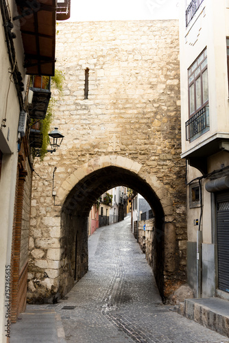 Vertical photograph of the arch of San Lorenzo.Jaen interior paradise.Places to visit in Jaen capital.