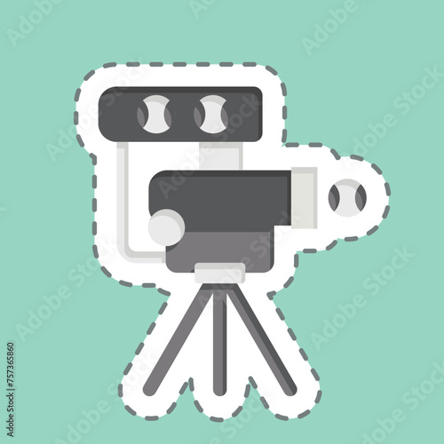 Sticker line cut Pitching Machines. related to Baseball symbol. simple design editable. simple illustration