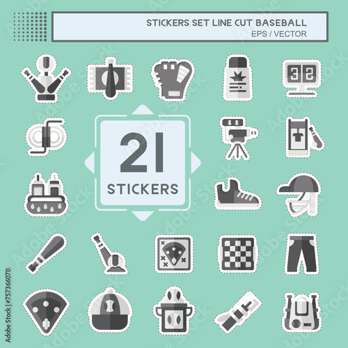 Sticker line cut Set Baseball. related to Sport symbol. simple design editable. simple illustration