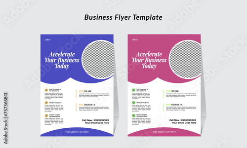 Eye catching color flyer design for company , corporate , business farm , business as well as introduction way with geometric background .