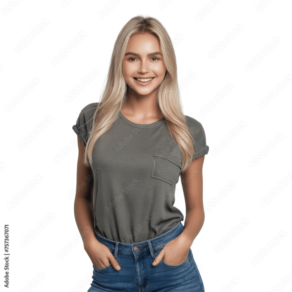 Fototapeta premium portrait of a blonde woman isolated on transparent background