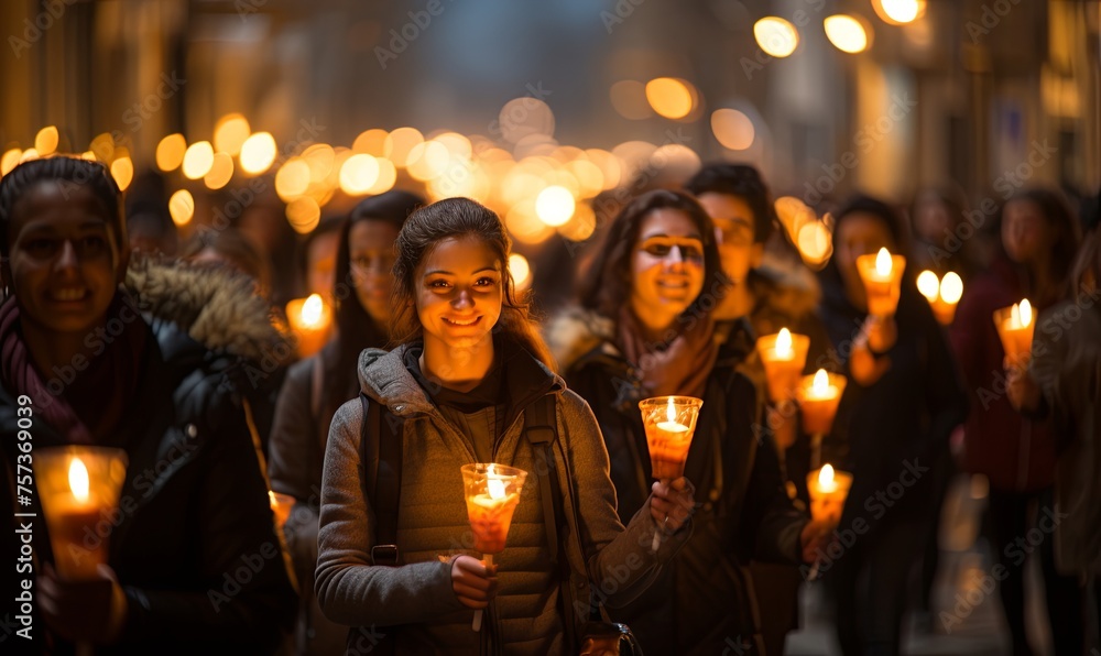 Group Holding Candles Together Group Holding Candles Together