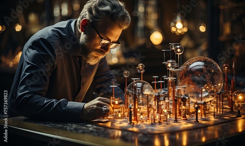 Man Sitting at Table With Glassware