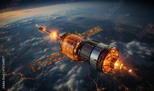 Artists Rendering of Space Station Orbiting © uhdenis