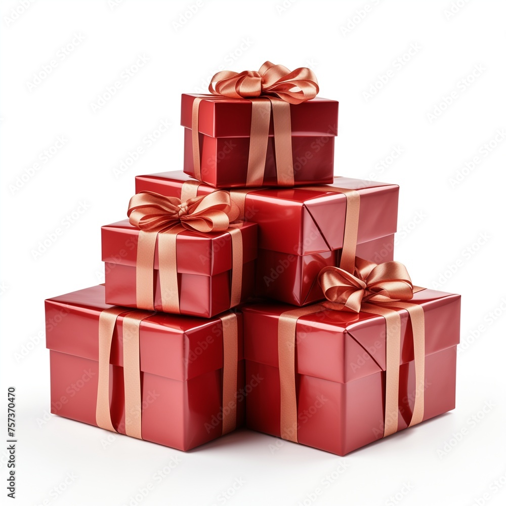 Red Gift Boxes isolated on White Background. Red Gift Boxes isolated on White Background.