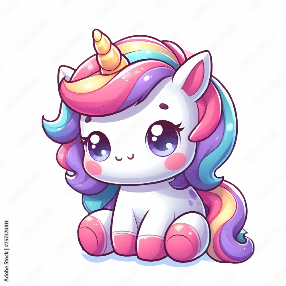 Cute cartoon character unicorn. Print for Baby Shower Cute cartoon character unicorn. Print for Baby Shower
