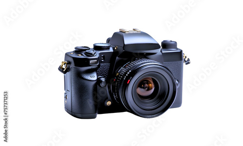 professional photo camera with zoom lens isolated transparont background. DSLR. media technology and photography concept. png.