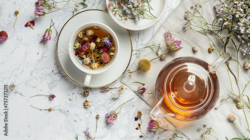 Tea, Flowers, and Botanical Background