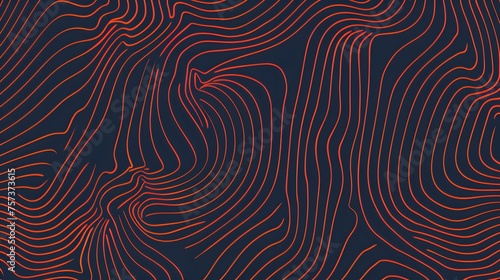 abstract topographic wave lines backdrop, crimson contour pattern on dark surface