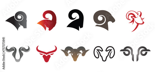 creative abstract ram horn head bighorn head collection set logo vector symbol	
