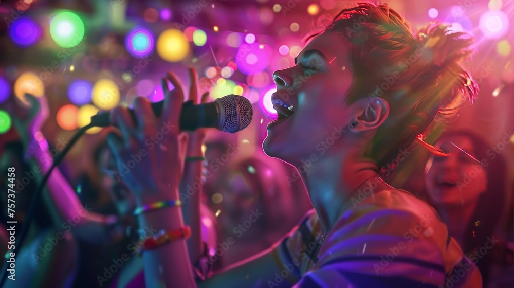 Capturing the Euphoria: A Vibrant Singer Ignites the Stage Capturing the Euphoria: A Vibrant Singer Ignites the Stage