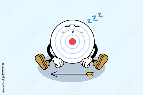 dartboard character with sleepy and tired pose for finance marketing business company
