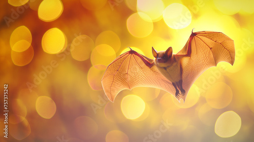 Morcego isolada e ao fundo luzes amarelas - Papel de parede photo