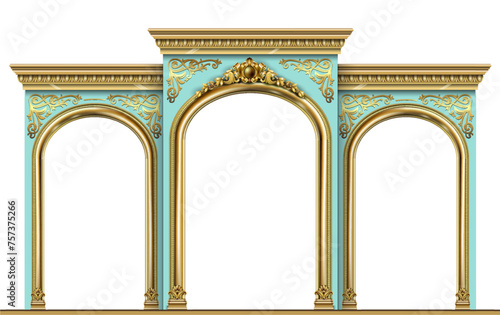 Golden Triumphal arch portal Baroque blue gold arcade