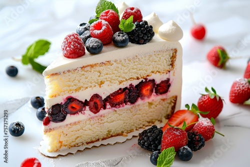 Slice of gourmet fresh berry cake
