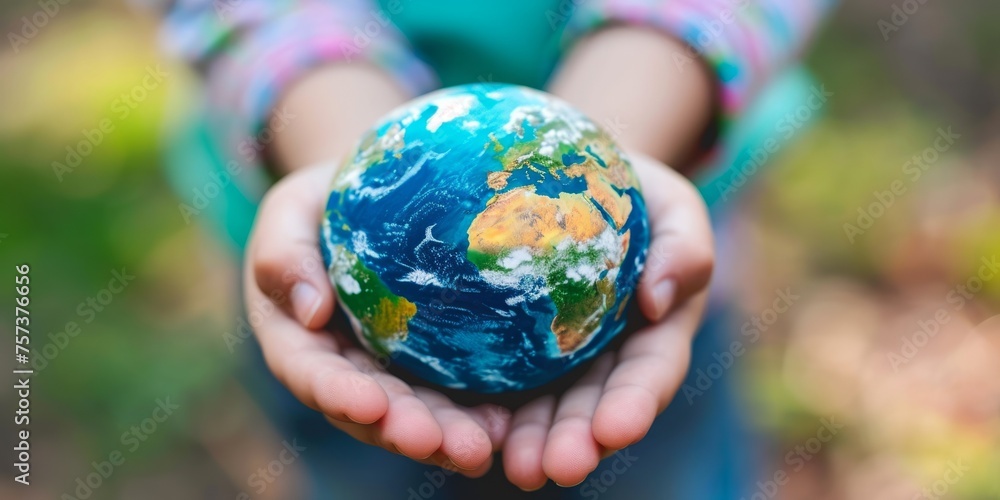 A person is holding a small globe in their hands, showing a gesture of care and responsibility towards the Earth. A person is holding a small globe in their hands, showing a gesture of care and responsibility towards the Earth.
