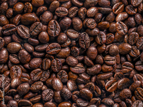 Natural roast coffee beans Seamless background