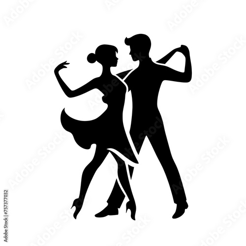 Black silhouette of a couple of dancers isolated on transparent background – Vector illustration