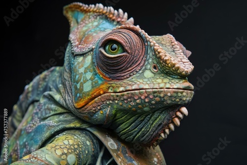 Anthropomorphic chameleon suit. Reptilia animal. Generate Ai