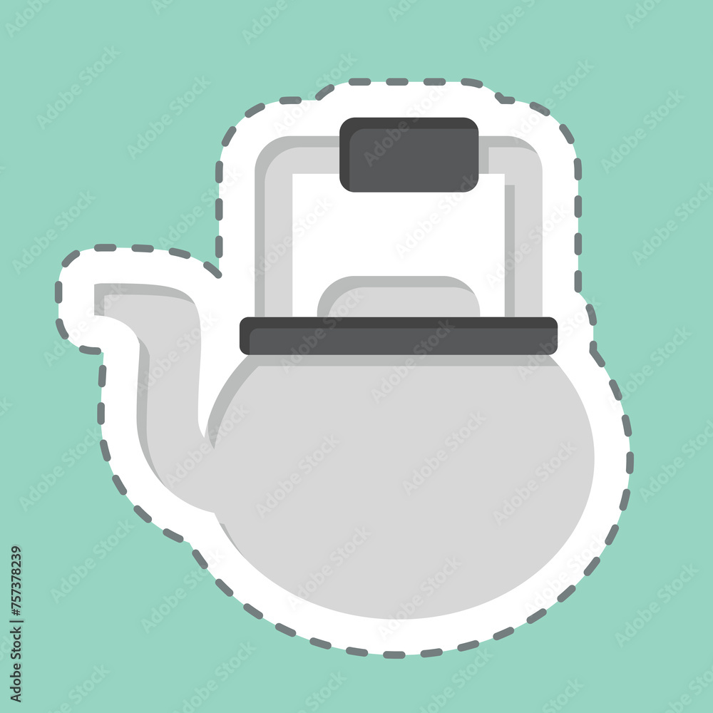 Sticker line cut Kettle. related to Cooking symbol. simple design editable. simple illustration Sticker line cut Kettle. related to Cooking symbol. simple design editable. simple illustration