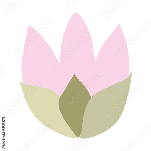 Tulip Head Vector Illustration. Flat Flower Icon Isolated on White background. Cartoon Design Element for 8 March. Womens day, Valentines Day Card. Blooming Graphic Art, Beautiful and Elegant.
