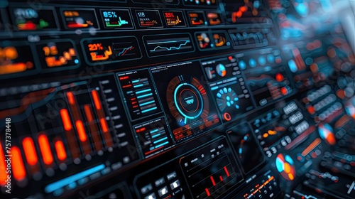 A financial analysis displayed on a dashboard resembling a spaceship control panel