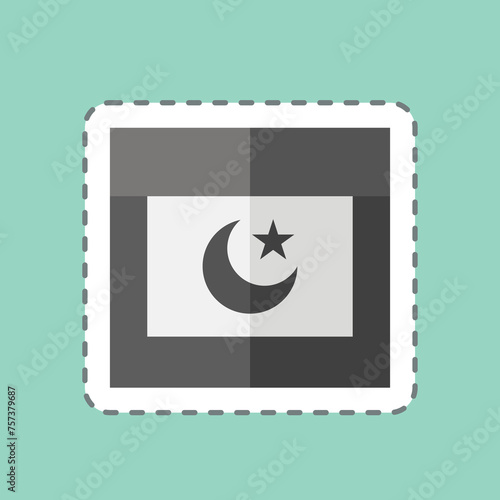 Sticker line cut Ramada. related to Ramadan symbol. simple design editable. simple illustration