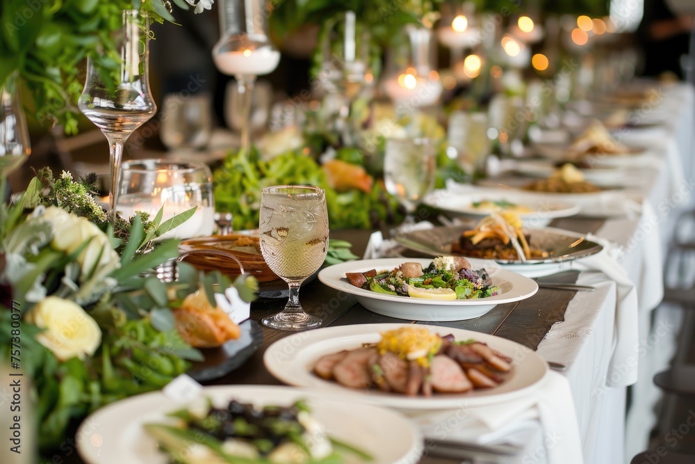 A gourmet wedding menu tasting with beautifully plated dishes