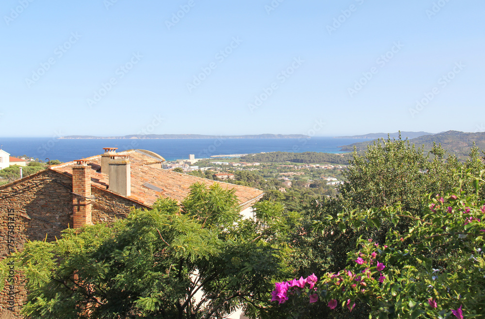 View of the Mediterranean Sea from the village of Bormes les Mimosas in the department of Var Provence-Alpes-Côte d'Azur France