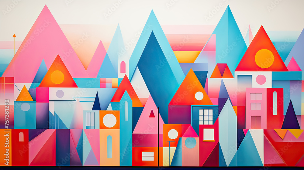 Cheerful Pops of Color in Geometric Pattern Background Ai Generative Cheerful Pops of Color in Geometric Pattern Background Ai Generative
