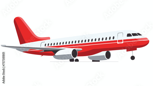 Airplanes vector icon. Style is flat red symbol roun