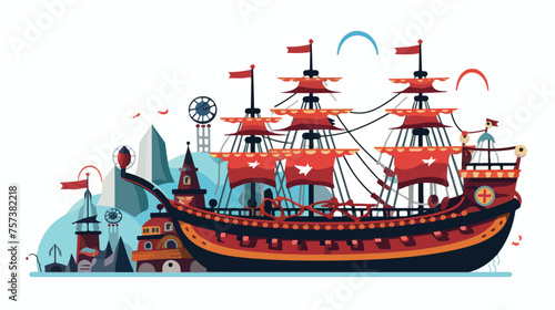 amusement park pirate ship icon