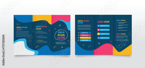 Autism trifold brochure template. Morden, Creative and professional brochure vector design. Simple and minimalist promotion layout illustration.