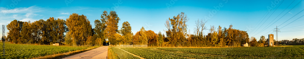 High resolution stitched autumn or indian summer panorama near Tabertshausen, Deggendorf, Bavaria, Germany High resolution stitched autumn or indian summer panorama near Tabertshausen, Deggendorf, Bavaria, Germany