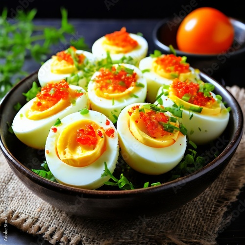 Boiled egg with herbs