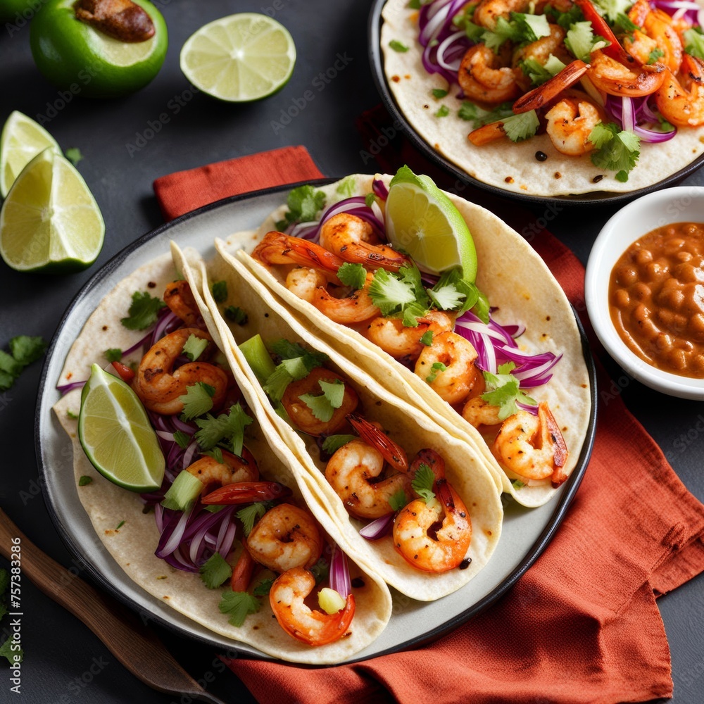 Traditional Mexican dish tacos with meat and vegetables Traditional Mexican dish tacos with meat and vegetables
