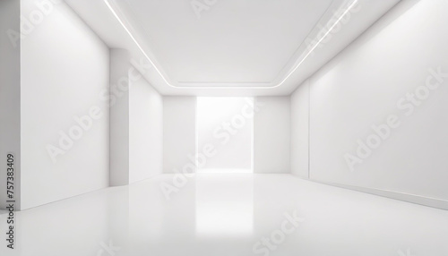 White studio room template on empty background with modern concept. Product display backdrops for design. 3D rendering 