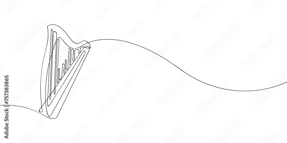 Fototapeta A single line drawing of a harp