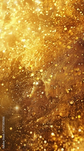 This mesmerizing image showcases a shower of golden sparkles, giving off a feeling of luxury and celebration
