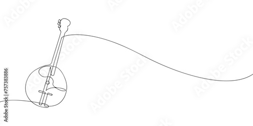 A single line drawing of a domra. Continuous line domra icon. One line icon. Vector illustration