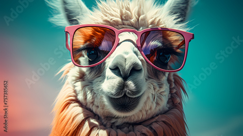 Close-up of a camel wearing sunglasses, cool atmosphere