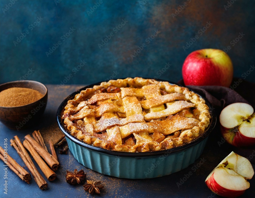A classic apple pie with a golden, flaky crust and a hint of cinnamon A classic apple pie with a golden, flaky crust and a hint of cinnamon