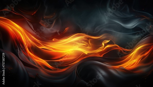 Wavy Orange and Black background with fire and smoke