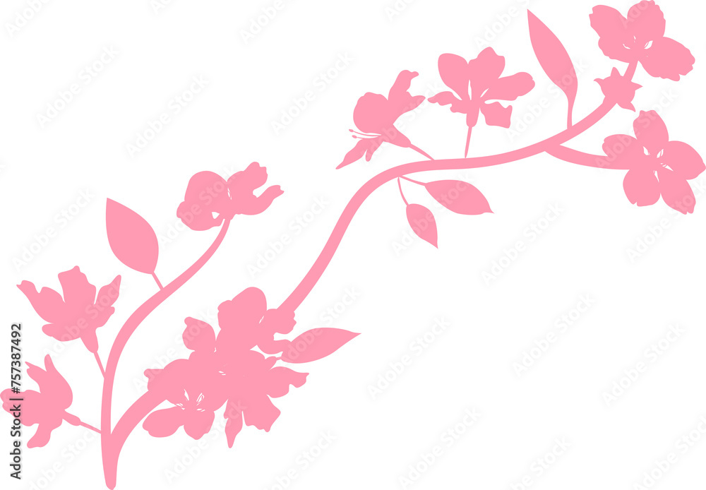 Sakura branch with flowers decoration. Sakura branch with flowers decoration.