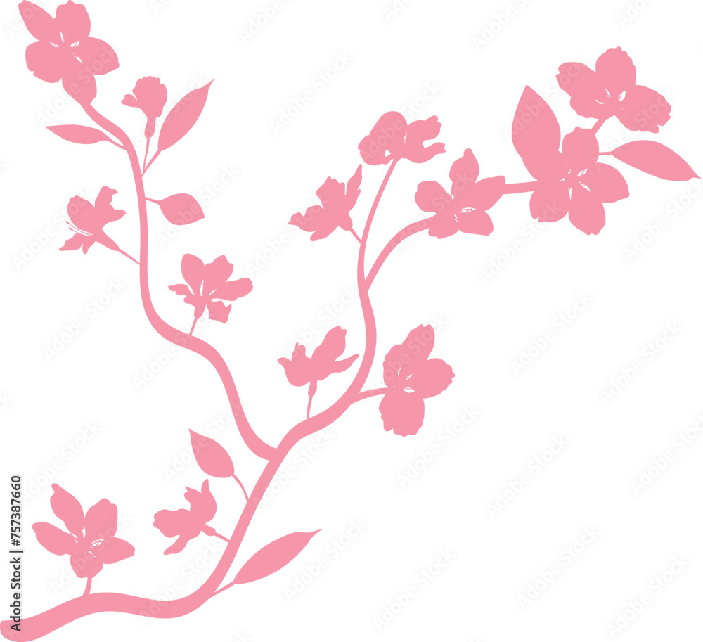 Sakura branch with flowers decoration. Sakura branch with flowers decoration.