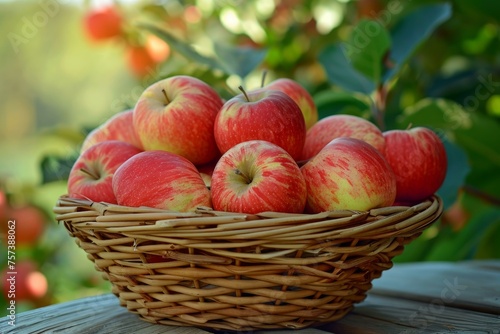 Farm apple basket. Harvest food. Generate Ai