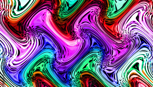 Fototapeta Naklejka Na Ścianę i Meble -  Textile print pattern.Geometric Lines Pattern Fashion Design.Abstract geometric swirl fractal.Tie Dye Background.Hippie abstract psychedelic stripe colors.Textile illustration	