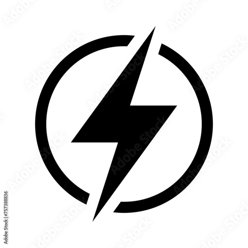 Lightning, electric power vector icon. Energy and thunder electricity symbol. Lightning bolt sign in the circle. photo